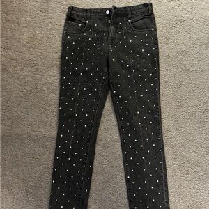 Black/Dark Grey Dot Women's Jeans Bedazzled